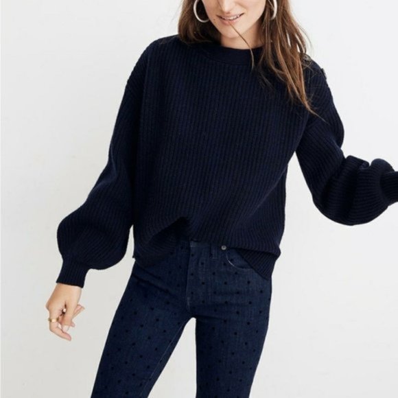 Madewell Sweaters - Madewell Boat Knit Button Shoulder Sweater Blue XS
